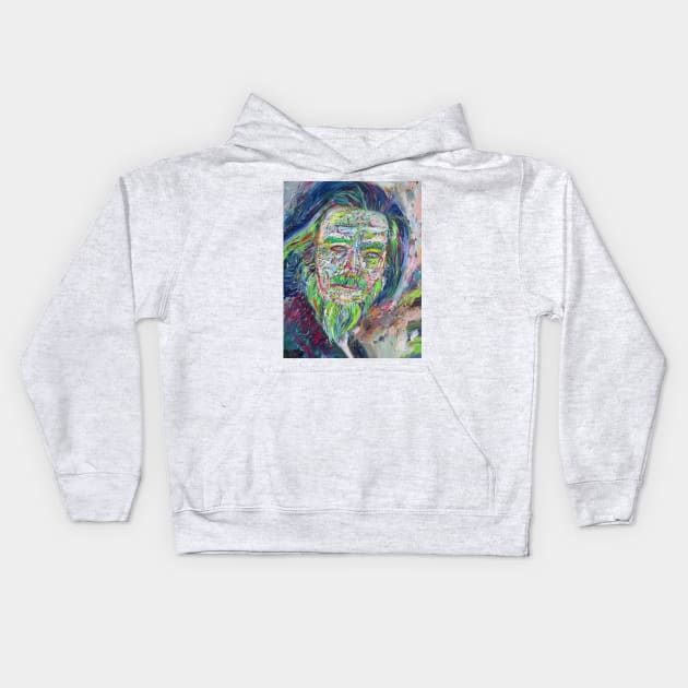 ALAN WATTS oil portrait Kids Hoodie by lautir